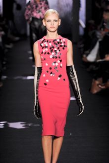 Diane Von Furstenberg Fall 2012 Sleeveless Knee Length Pencil Dress In Pink With Jig Saw Pieces  - Lyst
