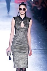 Jason Wu Fall 2012 Sleeveless Pencil Dress With Mandarin Collar and Seam Piping In Silver 