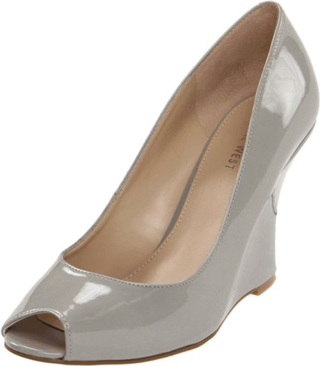 Nine West Womens Ampedup Wedge Pump in Gray (grey patent synthetic) - Lyst