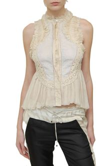 Roberto Cavalli Sleeveless Embroidery Chiffon Blouse - Lyst