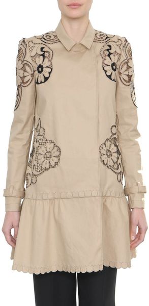 Valentino Embroidered Cotton Trench in Pink - Lyst