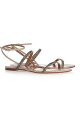 Valentino Crystal-embellished Leather Sandals