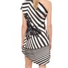 Versace Two Colored One Shoulder Silk Crepe Dress in Black - Lyst