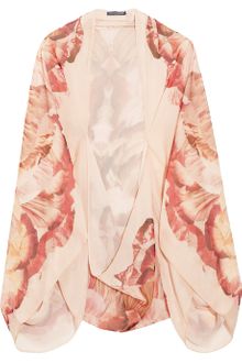 Alexander McQueen Poppy-print Silk Cape - Lyst