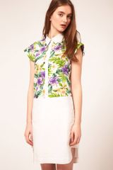 ASOS Collection Asos Shirt Dress with Tropical Print Panel