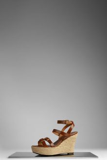 Burberry Bridle Leather Wedge Espadrilles - Lyst