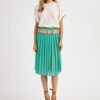 Chloé Pleated Silk Skirt in Green - Lyst