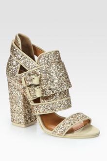 Givenchy Glitter-coated Leather and Suede Sandals - Lyst