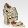 Givenchy Glittercoated Leather and Suede Sandals in Gold - Lyst