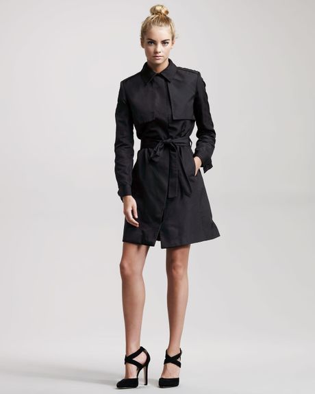 Jason Wu Kelly Belted Silk Trench Dress in Black - Lyst