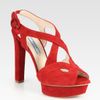 Prada Suede Criss Cross Platform Sandals in Red (cherry) - Lyst