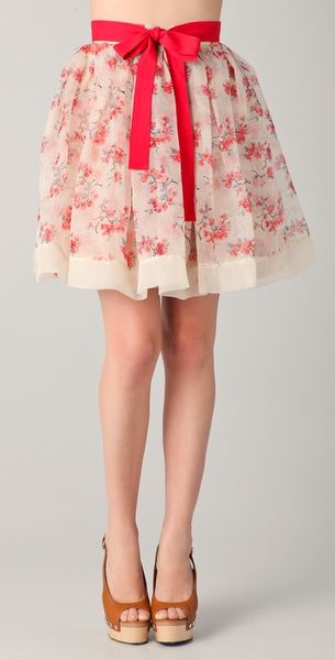 RED Valentino Floral Skirt - Lyst