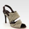 Vera Wang Lavender Stretchy Canvas Leather Slingback Sandals in Beige - Lyst