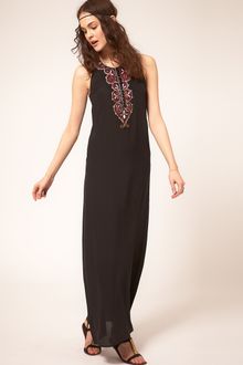 Winter Kate Nisha Embroidered Neck Maxi Dress In Silk - Lyst