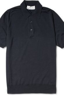 Yves Saint Laurent Fine-knit Wool Polo Shirt - Lyst