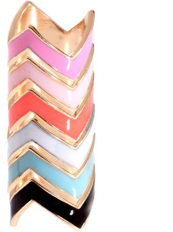 ASOS Collection Asos Pack Of Six Enamel Zig Zag Rings - Lyst