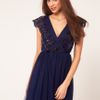 Asos Collection Asos Skater Dress with Embroidery in Blue (navy) - Lyst