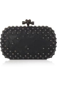 Bottega Veneta Studded Intrecciato Leather Knot Clutch - Lyst