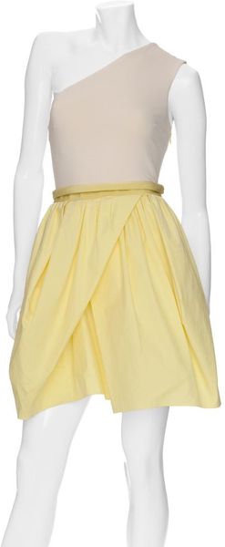 Carven One Shoulder Cotton Grosgrain Waist Dress - Lyst