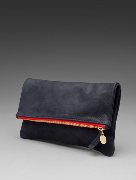 Clare Vivier Foldover Clutch in Navy/red in Blue (navy & red) - Lyst