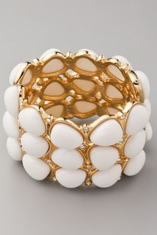 Kenneth Jay Lane White Cabochon & Crystal Hinged Cuff - Lyst