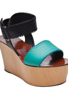 Lanvin Two-tone Wedge Sandal - Lyst