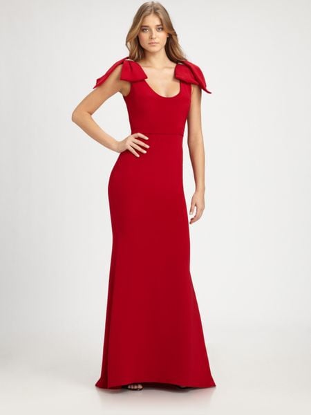 Notte By Marchesa Silk Bow Gown in Red - Lyst
