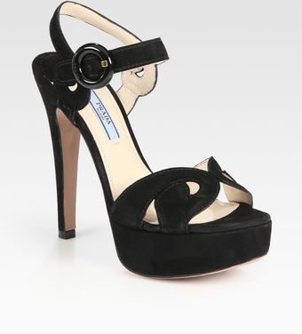 Prada Suede Baroque Platform Sandals - Lyst