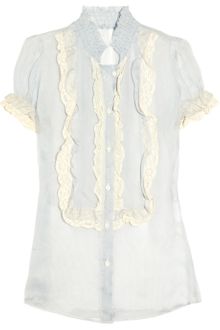 RED Valentino Lace-Trimmed Silk-Georgette Blouse - Lyst