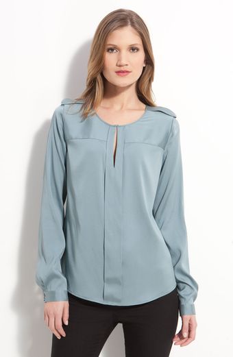 Valette Stretch Silk Epaulet Blouse - Lyst