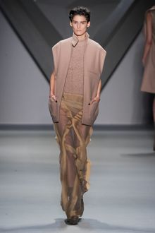 Vera Wang Fall 2012 See-Through Maxi Skirt With Sheer Layered Inserts In Nude Colour - Lyst