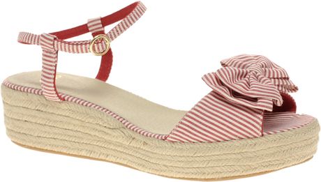 Asos Collection Asos Violet Flatforms with Bow in Pink (redwhitestripe) - Lyst