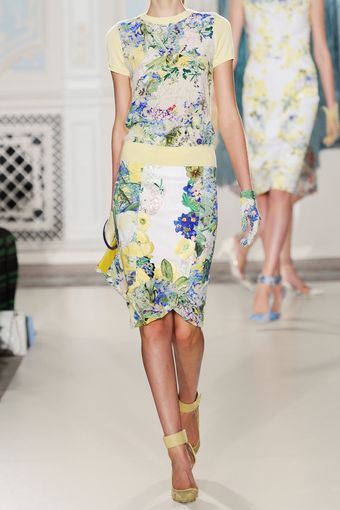 Erdem Criona High-waisted Printed Stretch-mesh and Raffia Skirt - Lyst