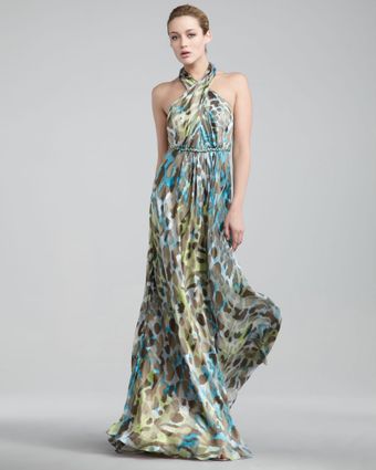 Hoaglund New York Halter-neck Animal-print Gown - Lyst