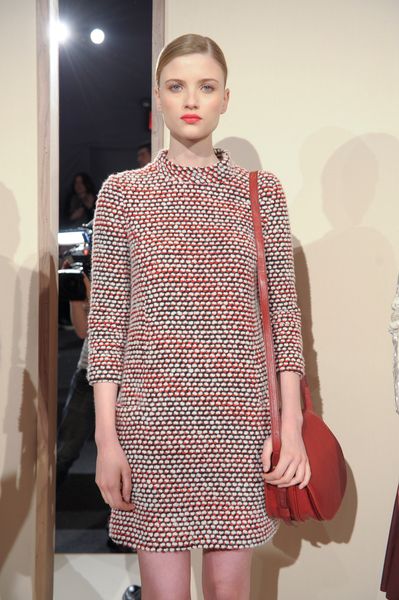 J.crew Fall 2012 3/4 Sleeve Crew Neck Wool Mini Dress In Grey And REd in Gray - Lyst