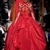Marchesa Fall 2012 Long Sleeve Evening Gown With See Through Top Embroidered With Florals In Red in Red - Lyst