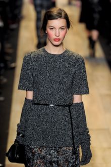 Michael Kors Fall 2012 Short Sleeve Melange Crew Neck Sweater In Grey - Lyst