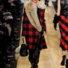 Michael Kors Fall 2012 Tartan Plaid Double Breasted Wool Coat In Red With Fur Collar  in Red (black) - Lyst