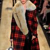 Michael Kors Fall 2012 Tartan Plaid Double Breasted Wool Coat In Red With Fur Collar  in Red (black) - Lyst