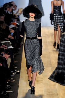 Michael Kors Fall 2012 Wool Midi Formal Dress with Black Knitted Short Sleeves - Lyst