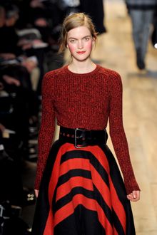 Michael Kors Fall 2012 Long Sleeve Crew Neck Melange Sweater In Red - Lyst