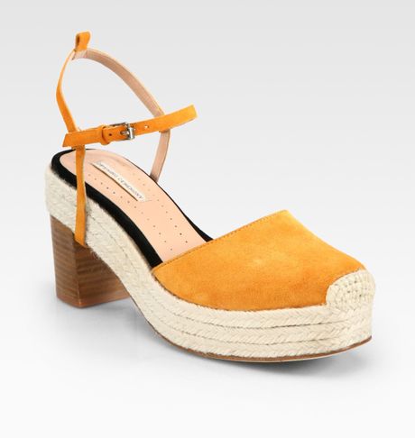 Opening Ceremony Suede Espadrille Platform Sandals in Yellow - Lyst