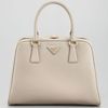 Prada Saffiano Lux Pyramid Tote in Beige (pomice) - Lyst