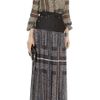 Preen  Pleated Silkorganza and Denim Maxi Skirt in Gray - Lyst