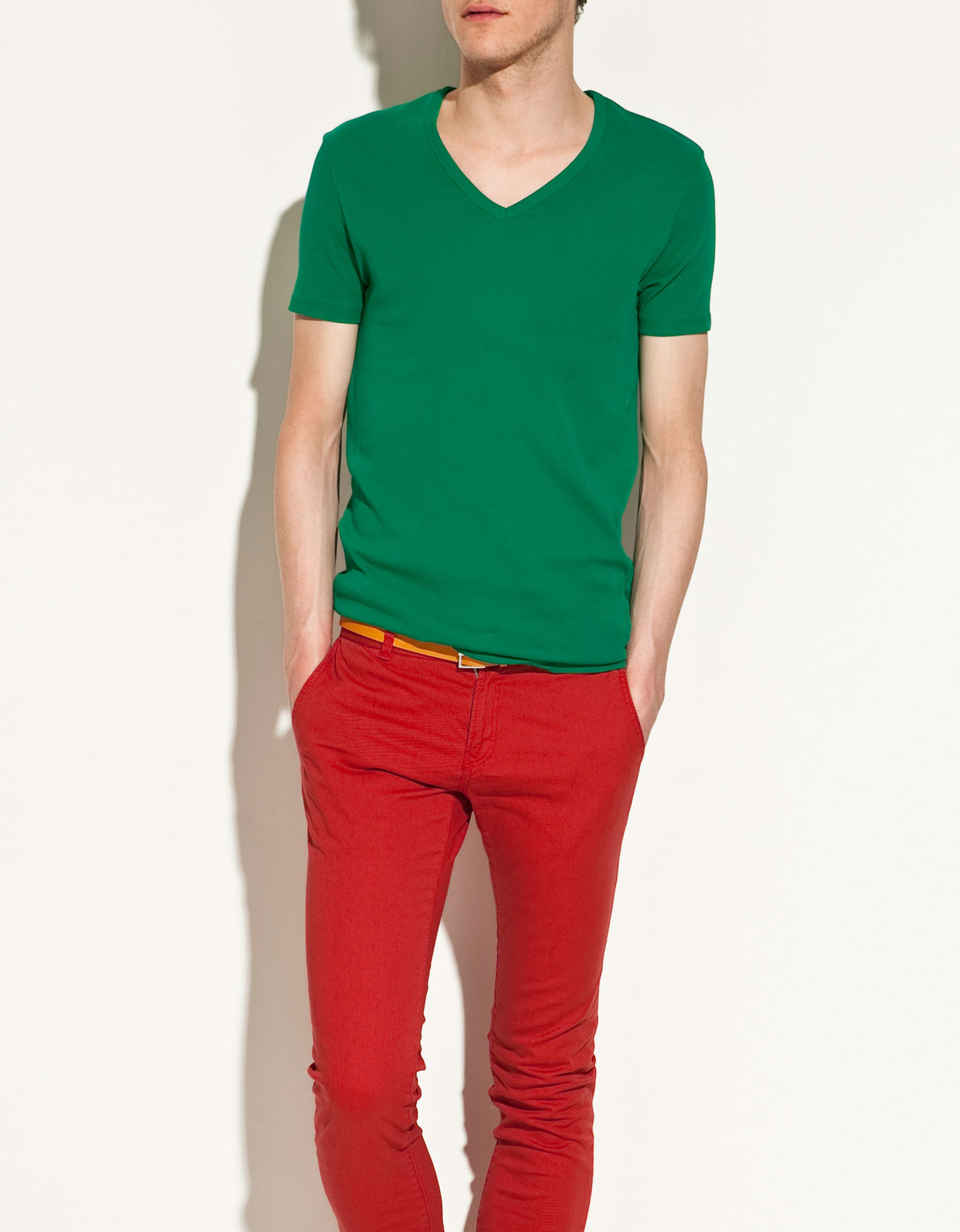 zara-slim-fit-t-shirt-in-green-for-men-527-lyst