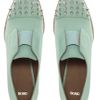 Asos Asos Mitchell Leather Flat Shoes with Spike Detail in Blue (mint) - Lyst