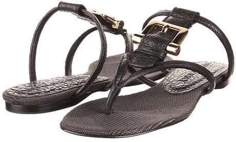 Burberry Check Canvas Jacquard Flat Thong Sandal in Black (b) - Lyst