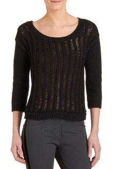 Ella Moss Open Weave Crewneck Sweater - Lyst