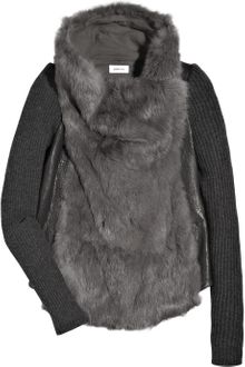 Helmut Lang Asymmetric Rabbit and Nappa Leather Jacket - Lyst