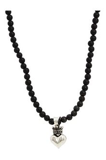 King Baby Studio Small 3d Silver Cz Crowned Heart & Onyx Bead - Lyst